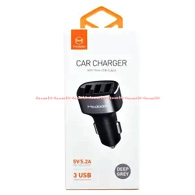 Mcdodo Charger Smartphone Mobile Triple USB Colokan 3 lubang Charger Soket 3 usb Untuk Colokan Mobil Mc Dodo Charger Mobil