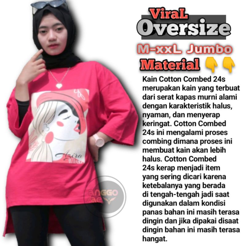 Terbaru Kaos Oversize Wanita Karakter // T-shirt Oversize Basic Top Hijab Style // Kaos Wanita // anggosae // Atasan Wanita Merah