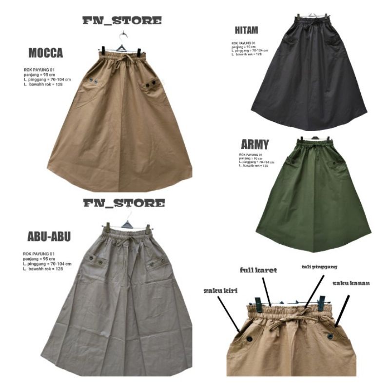 Rok Payung Azzura bahan Katun Cigaret