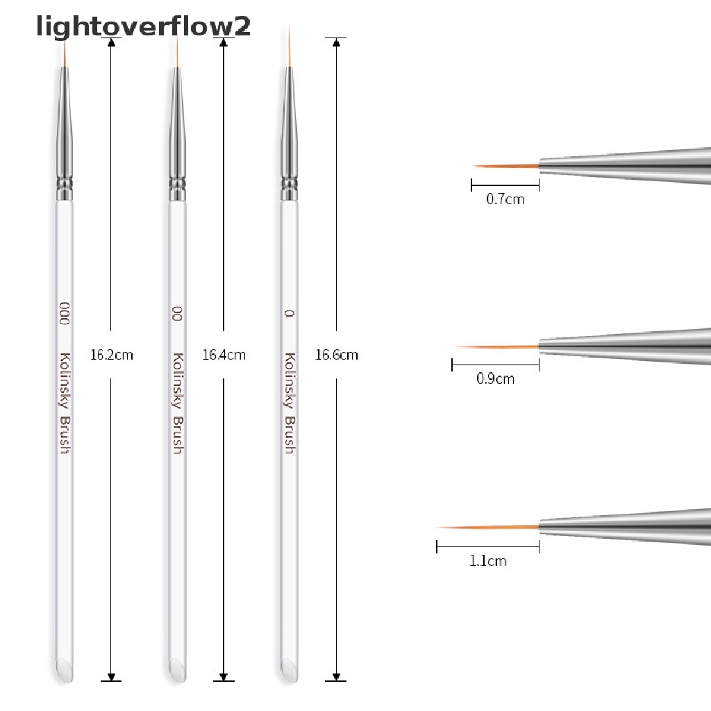 (lightoverflow2) 3pcs / Set Brush Pen Liner Gambar Garis Untuk Hiasan Nail Art DIY