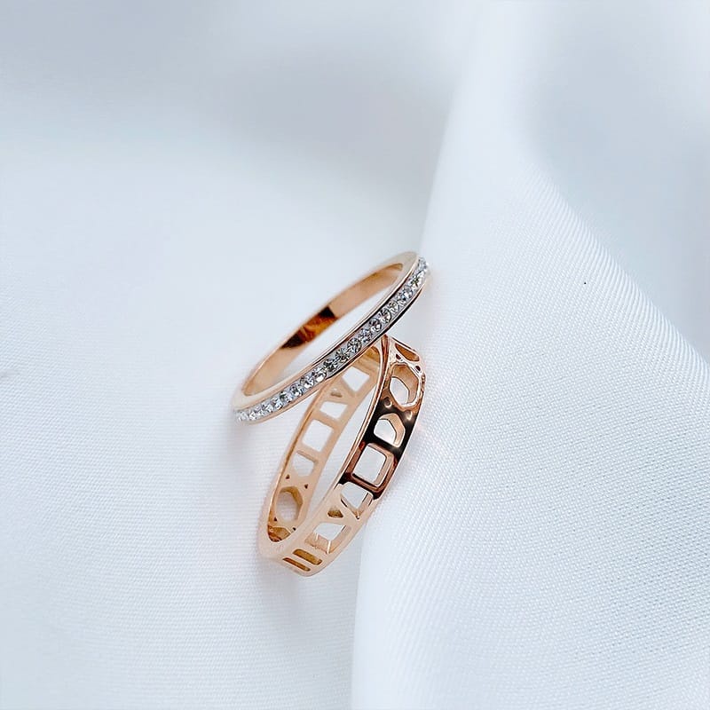 Cincin CC-13 titanium asli model 2 jadi 1 dapat 2pc