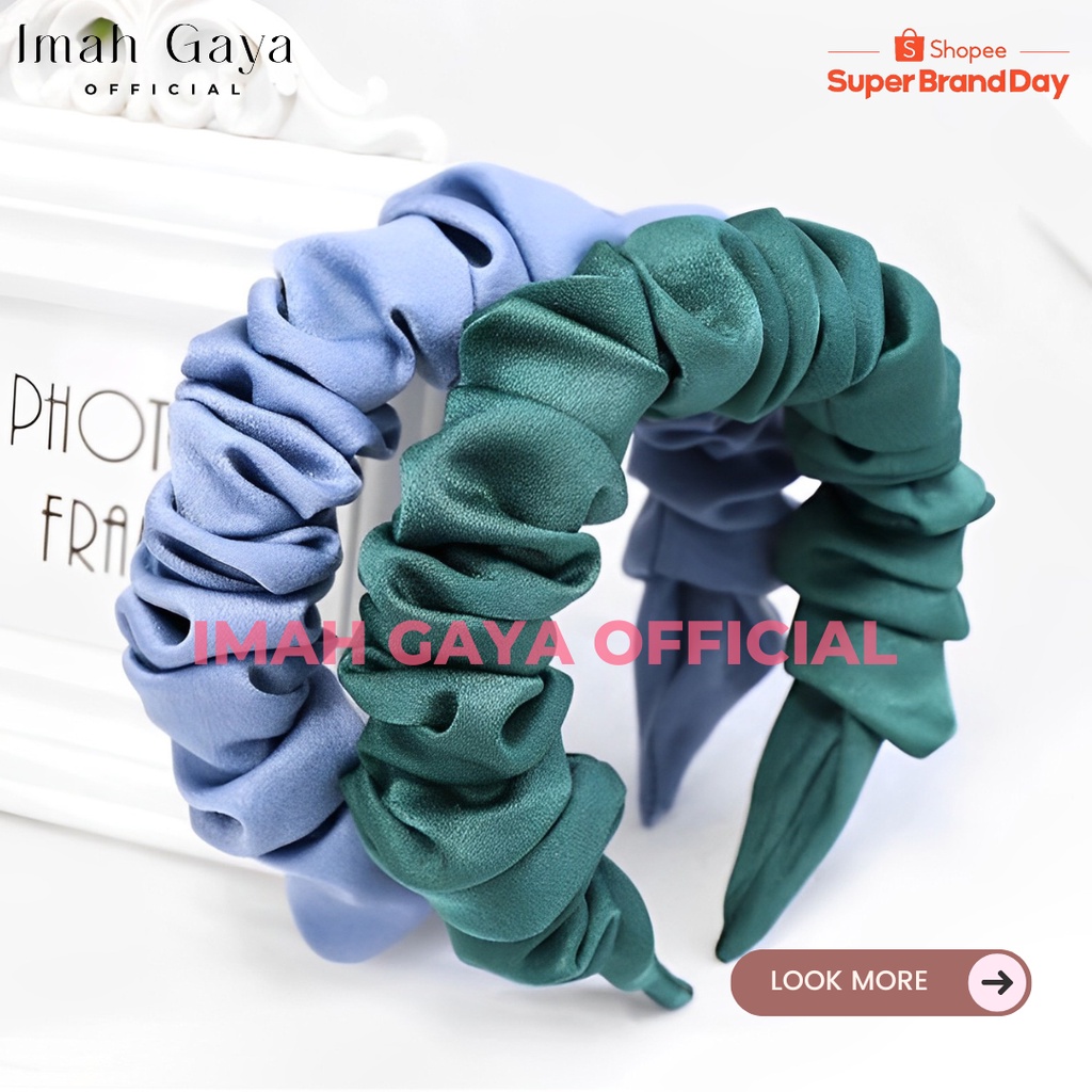BANDO KERUT SCRUNCHIE KOREA BANDO KERUT HEADBAND RUFFLE POLOS DAN MOTIF BISA COD
