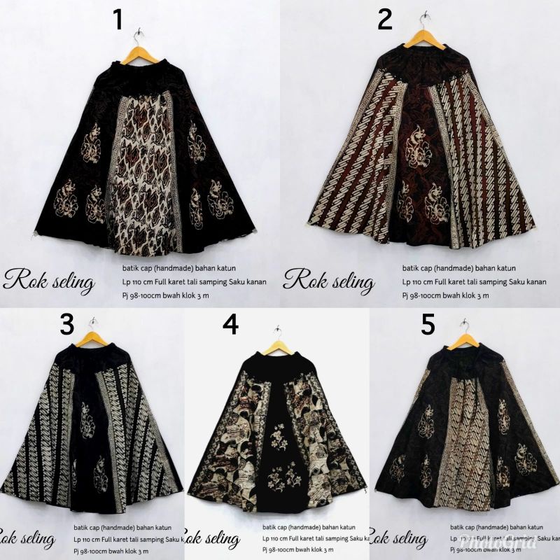 Rok Seling Cap Katun Batik Cap Payung Klok Panjang