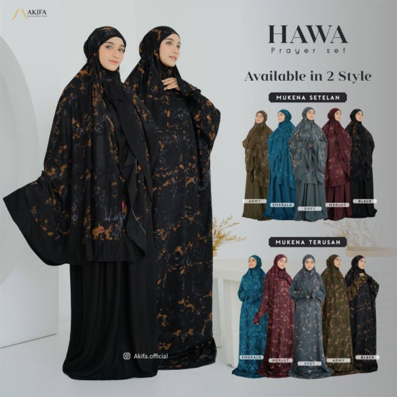 SUDAH PESANAN‼️Mukena Dewasa Hawa Prayer Set Mukena Setelan (Atas Bawah) dan Mukena Terusan by Akifa