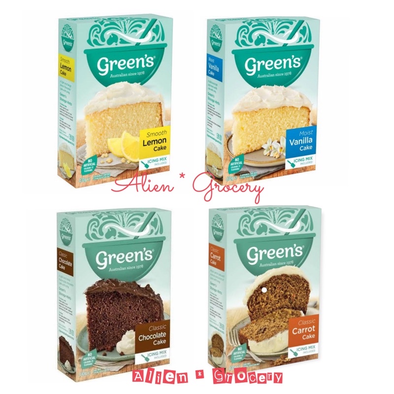 GREENS Classic Cake Carrot Chocolate Moist Vanilla Smooth Lemon 440gr 470gr