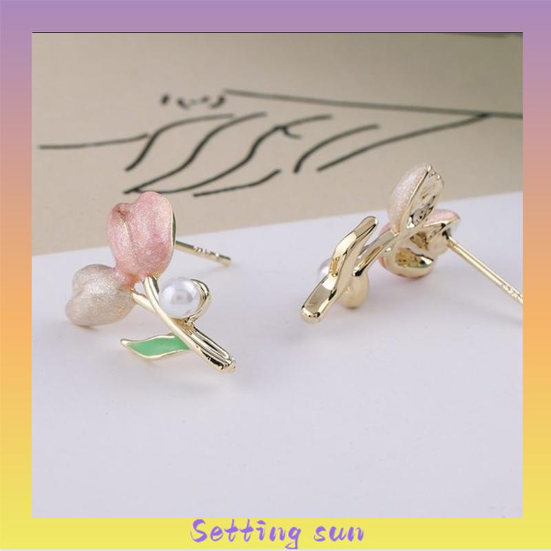 Anting S925 Silver Plated Soft Tulip Earrings Female Earrings Asesori TN