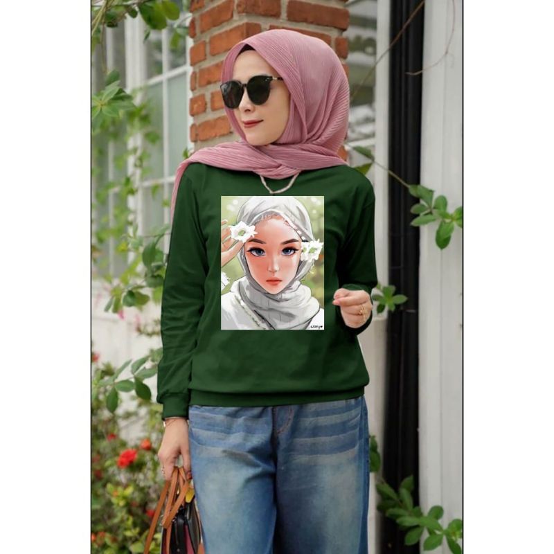 Baju Lengan Panjang Wanita Muslimah Hijabers Kaos Distro Keren Kekinian