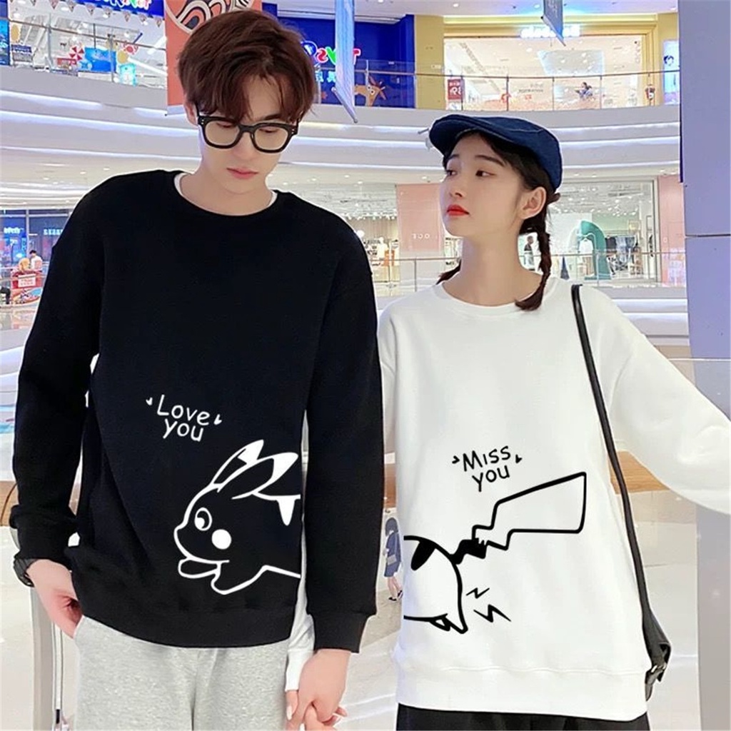 Promo COD Sweater Pria Wanita Cowok Cewek Pasangan Anime Pikachu Lucu Kaus Musim Gugur Hoodie Cetak Mouse Longgar Harajuku Kartun Keren Fashion Wanita Mantel Streetwear Gadis