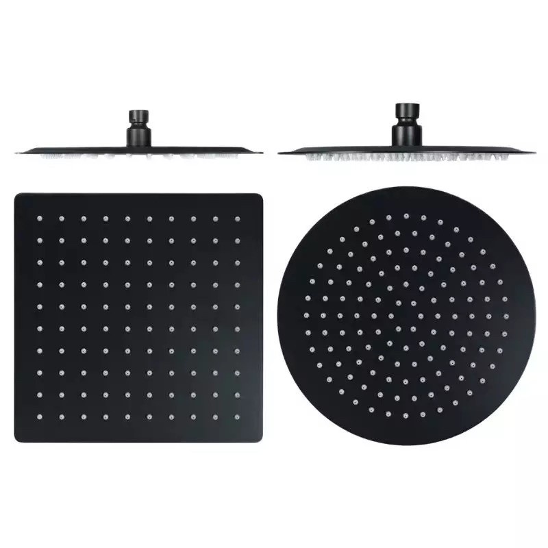 Wall shower Rainfall stainless Hitam bulat 20cm 35 cm kotak- shower tembok 8 inch 10inci 8in black segiempat matte stenlis slim tipis minimalis