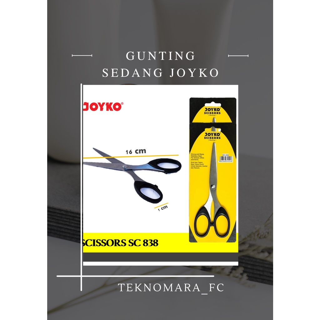 

124 - Gunting Sedang Joyko SC 838 / Gunting Medium / Gunting Sedang SC-838 / gunting / gunting rambut / gunting joyko / gunting kertas / gunting kain / gunting jahit / gunting anak / gunting joyko besar / gunting mini