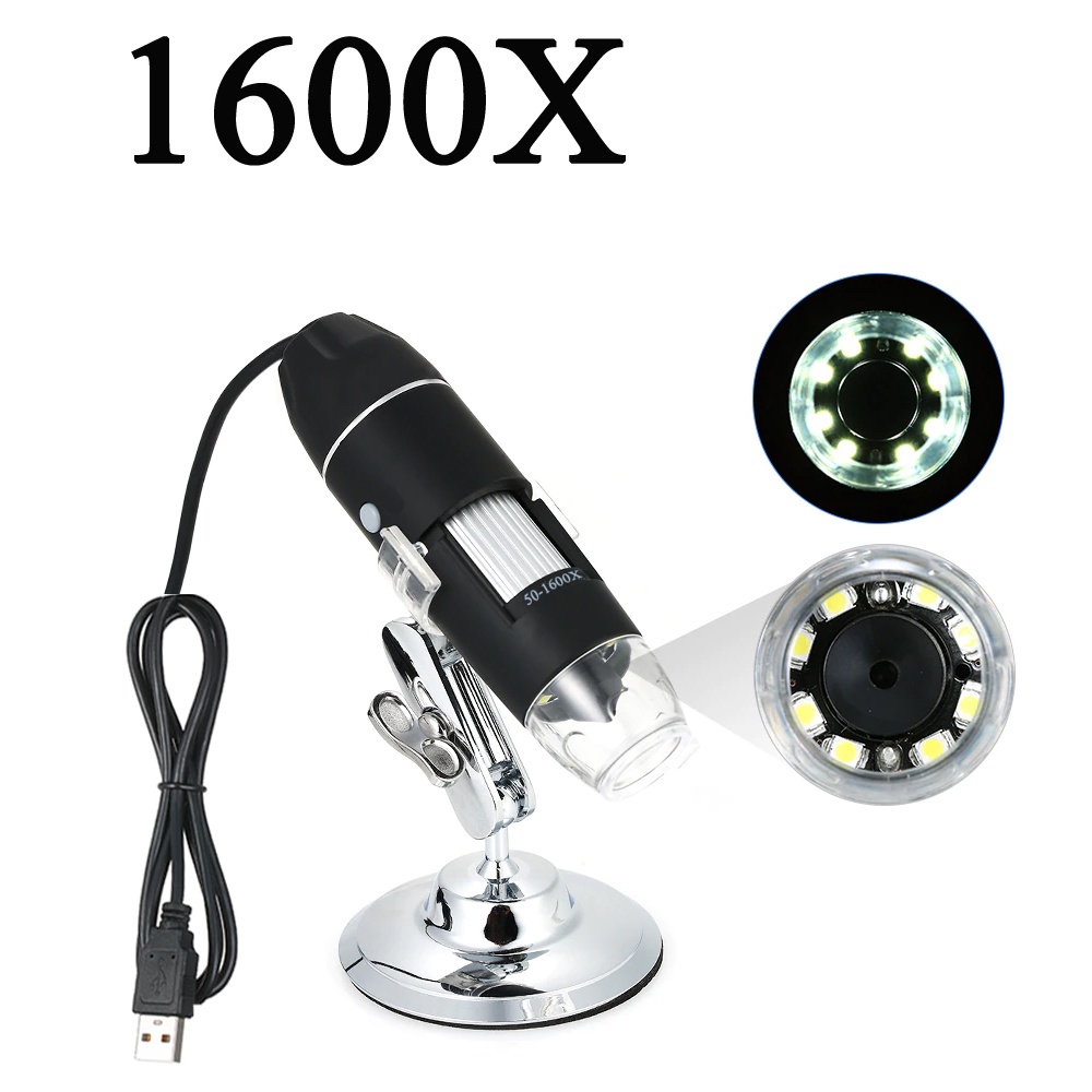 Microscope Mikroskop USB Digital Zoom Magnifier Monokuler Kamera Pembesar Elektronik Endoscope 1600X