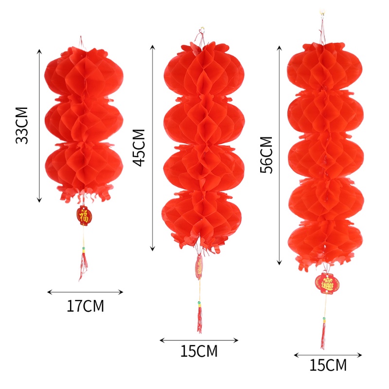 Lentera Gantung Bahan Kertas Minyak Plastik Tahan Air Warna Merah Gaya China Untuk Dekorasi Rumah