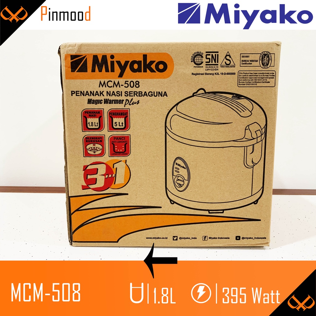 MIYAKO MAGIC COM // RICE COOKER MCM-508 [ 1.8 LITER ] PENANAK NASI - GREEN LINE / HIJAU