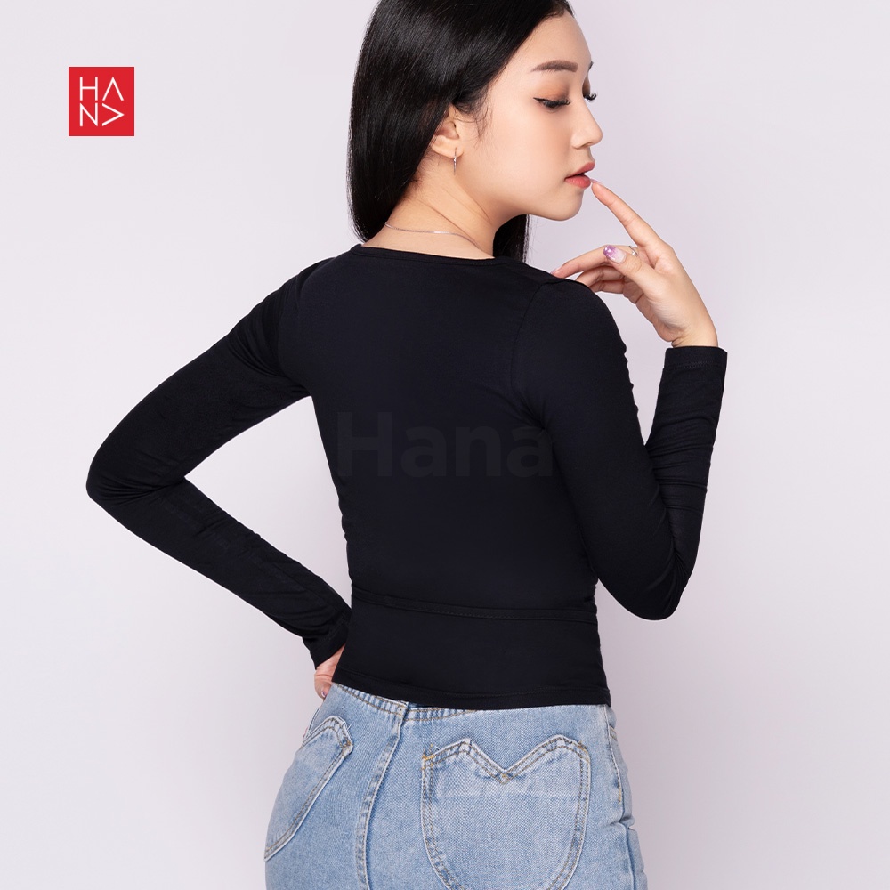 HanaFashion JKT - Jade Kaos Lengan Panjang Top Long Sleeve Gaya Korea - TS168