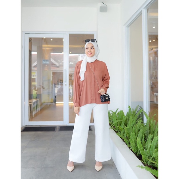 Sonya Blouse Sanghai Rayon Twill Kemeja Basic Premium