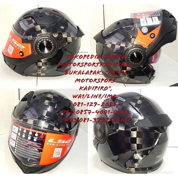 PRODUK- HELM MODULAR LS2 VORTEX CARBON SUPER RINGAN ORI FRANCE SIZE M L XL XXL .