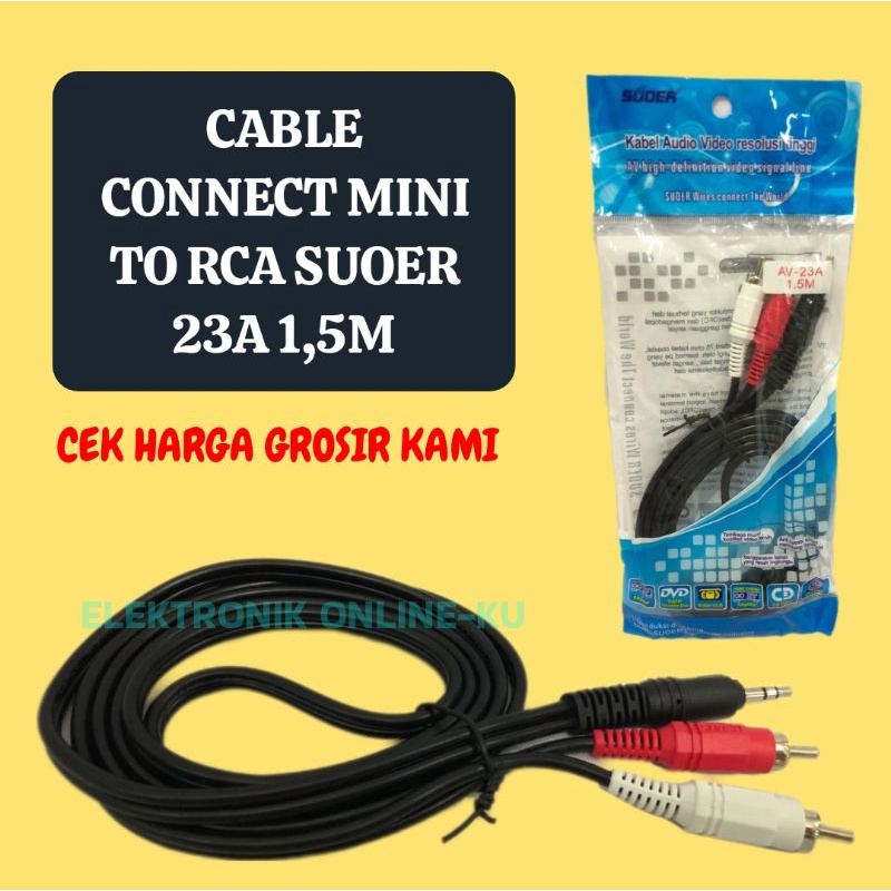 CABLE CONNECT MINI TO RCA SUOER 23A 1,5M