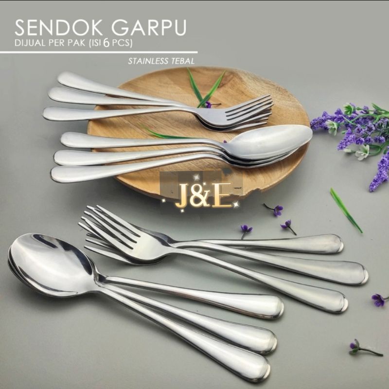 6 pcs sendok makan /6pcs grapu stainless