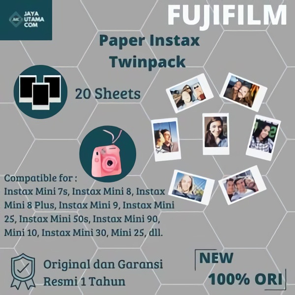 Fujifilm Instax Mini Plain (Polos) isi 20 Twinpack Original