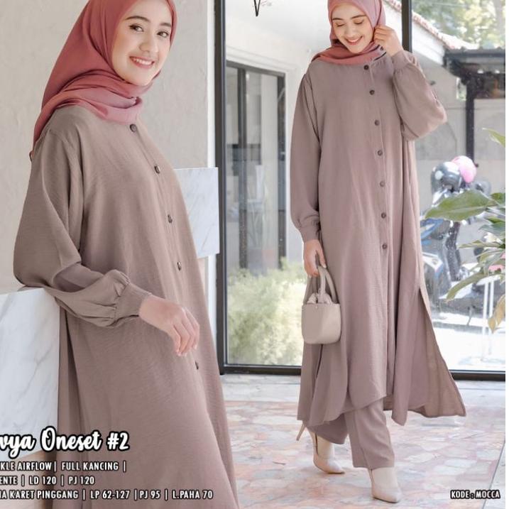 Stok Terbatas divya one set tunik vente long tunik import crinke setelan tunik dan celana baju setel