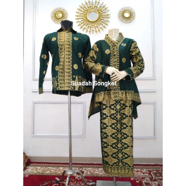 COUPLE SETELAN BATIK SONGKET HIJAU PALEMBANG