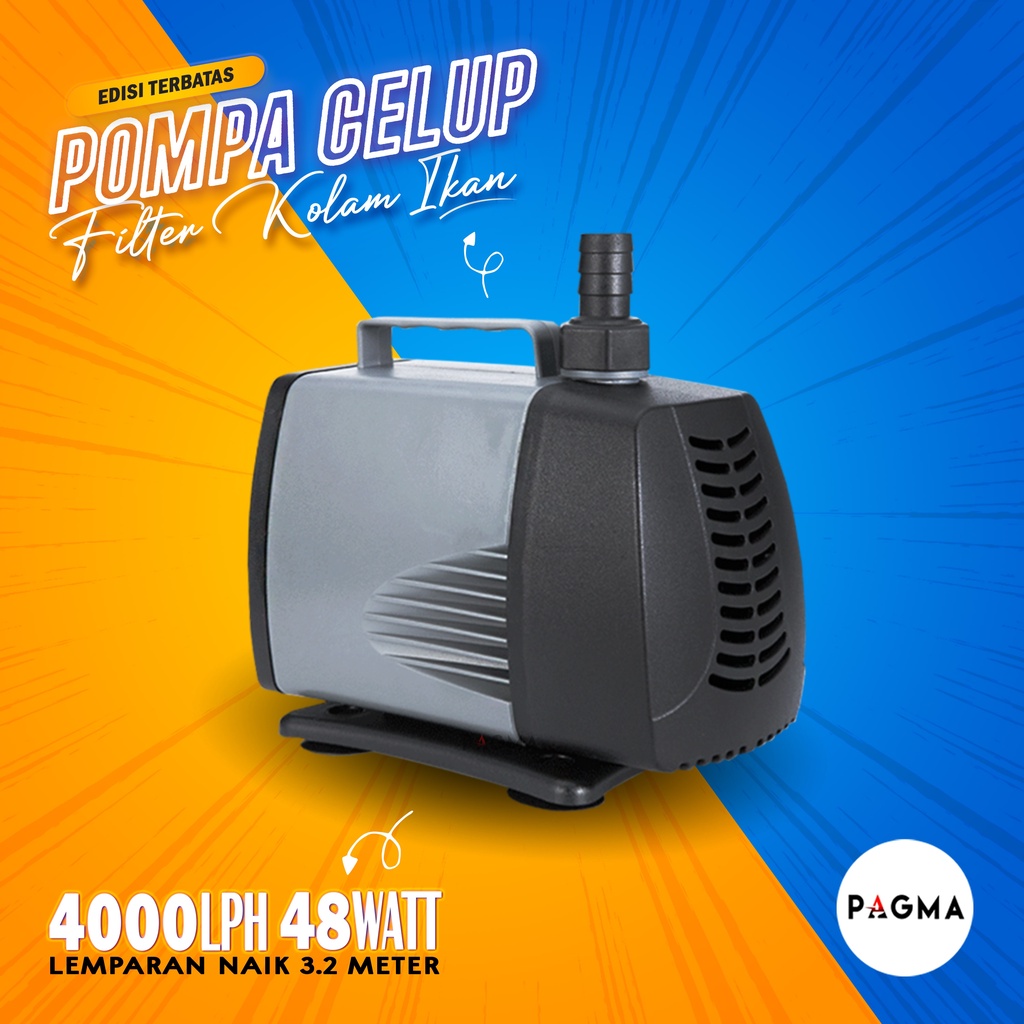 Pompa Kolam Ikan Koi Mesin Air Terjun Waterfall Celup Low 48 Watt 4000 LPH Naik 3.2 Meter Submersibl