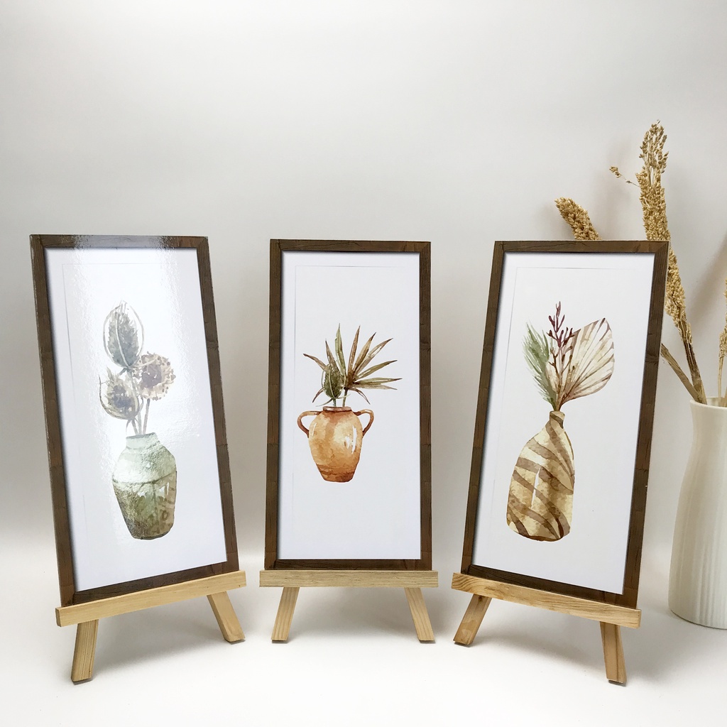 TENNESY HIASAN DINDING BUNGA FLOWER VINTAGE WITH FRAME 15x30CM WALL DECOR PAJANGAN KAYU POSTER DEKORASI DINDING KAMAR RUMAH