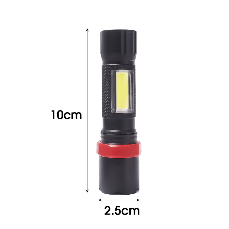 1 Pc Lampu Senter LED COB 3 Mode Adjustable Bahan Alloy Tahan Air Dengan Port Charger USB