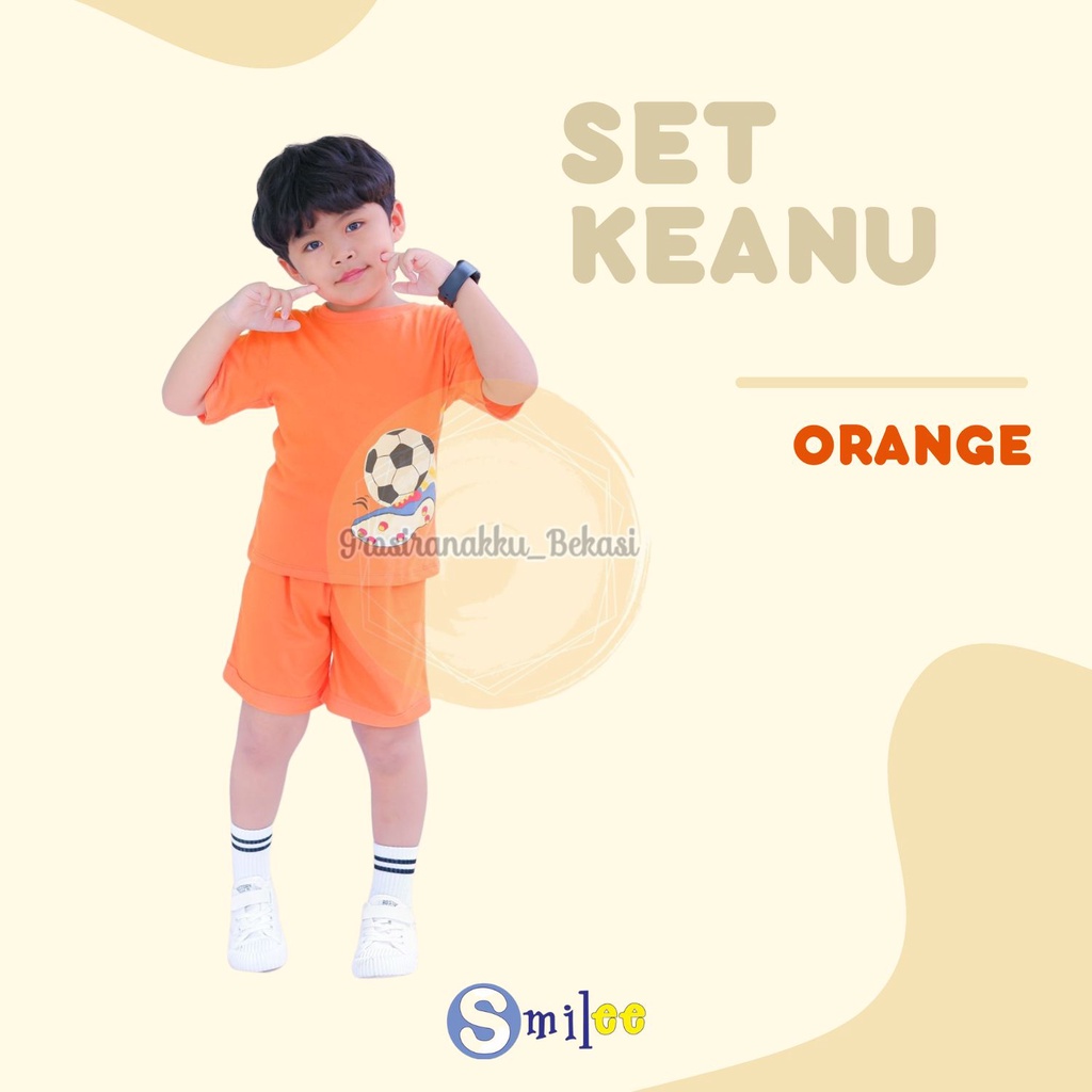 Setelan Anak Bola Keanu Smilee  Warna Orange Size 1-5 Thn