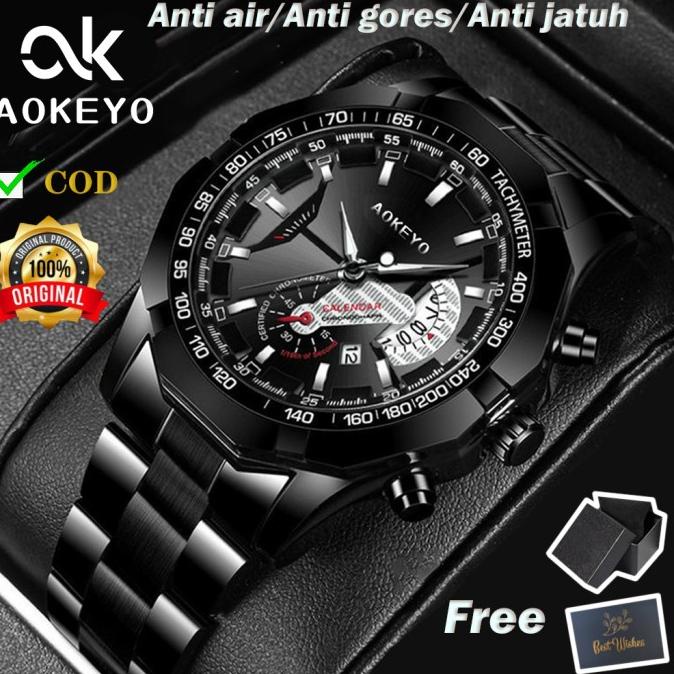 Aokeyo S001 Jam Tangan Pria Anti Air Original Luxury Stainless Steel