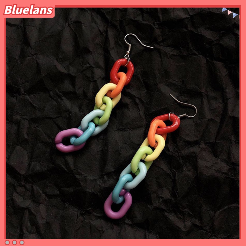 Bluelans Ear Hook Candy Color Creative Acrylic Long Dangle Stylish Ear Pendant