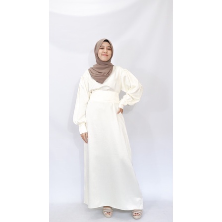 [FREE BELT] Adeeva dress satin wanita - dress pesta lengan balon - dress muslimah / gaun satin