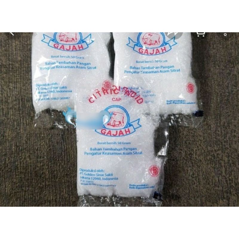 Citrun Acid Asam Sitrat Cap Gajah 50 gr Pemutih Pembersih