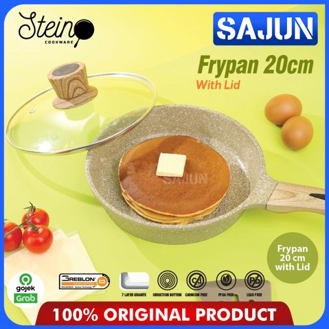 TERBARU STEIN Cookware Granite DIAMOND Series FRY PAN 20/24 Cm with lid /PERALATAN MASAK SET/PANCI P