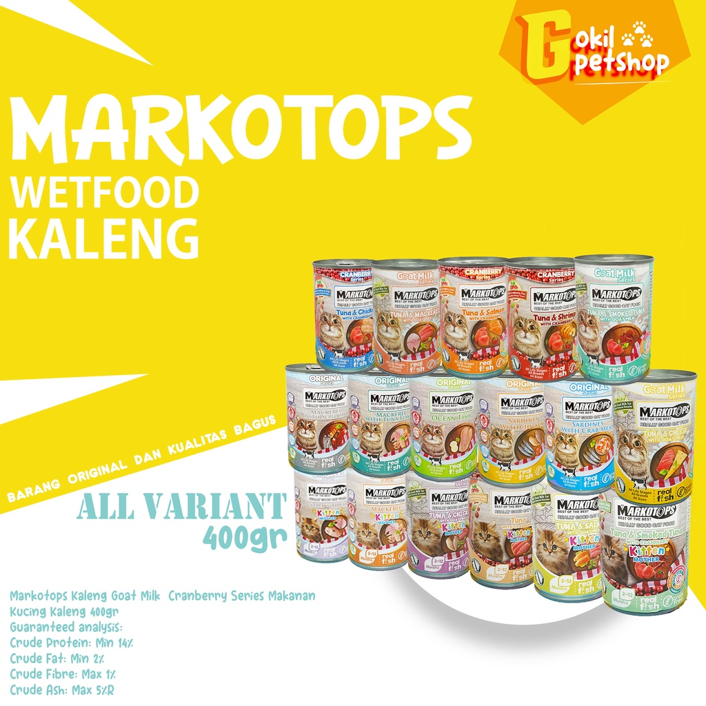 Makanan Kucing Basah MARKOTOPS Kaleng 400 gr - Makanan Basah Untuk Kitten Dan Adult