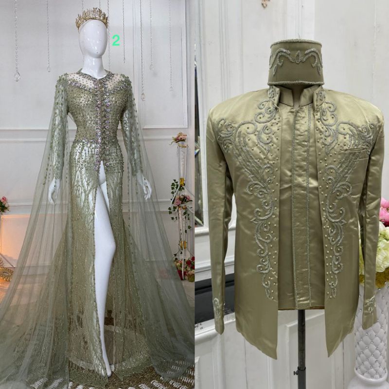 COUPLE KEBAYA PRANCISAN MODERN//KEBAYA MODEL TERBARU FULL PAYET //KEBAYA AKAD MEWAH