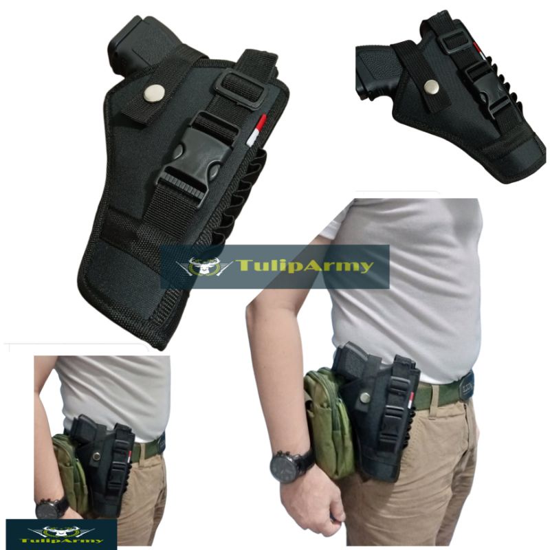 Holster pinggang/sarung pistol kanvas