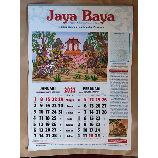Kalender Jawa Jayabaya 2023 ready stock