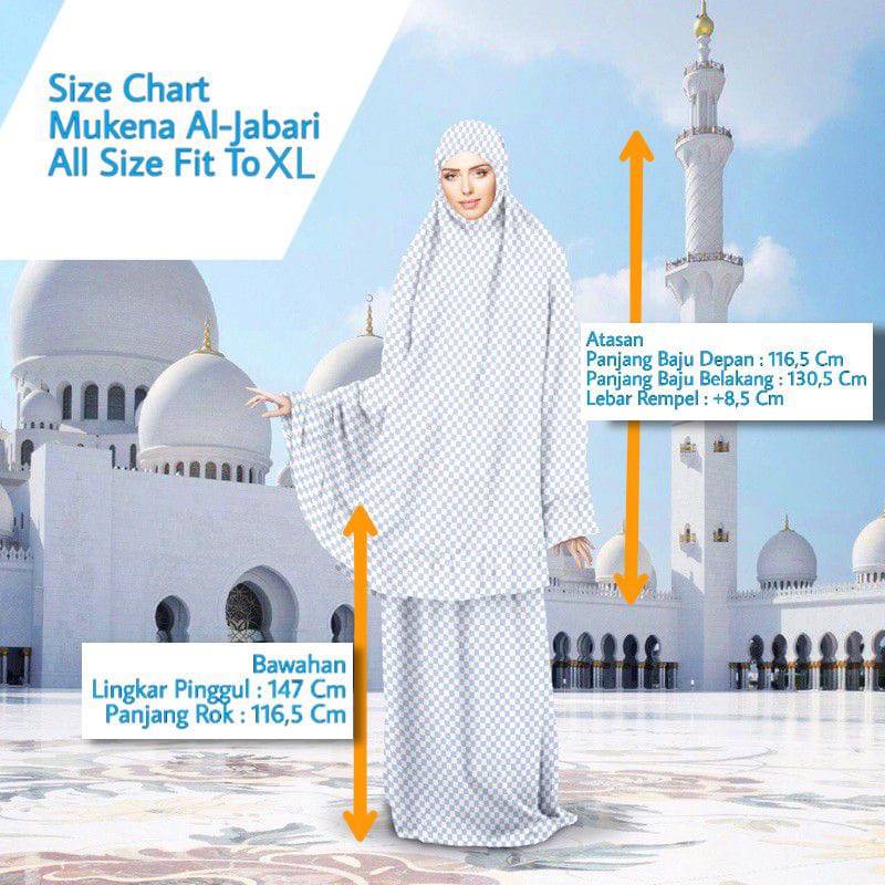 Mukena Al Jabari Polos Jacquard Rampel by Rosanna | Mukena Atas Bawah Dewasa All Size Fit to XL