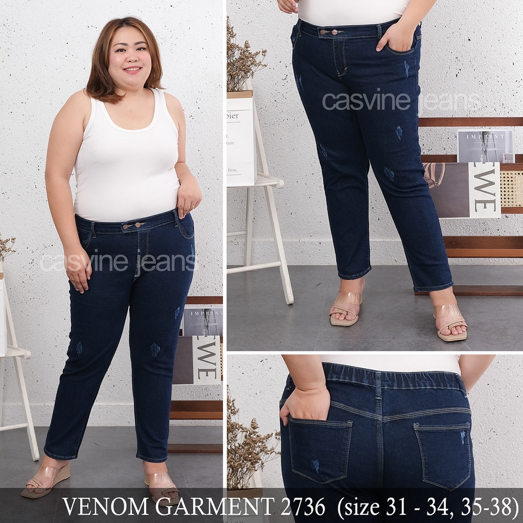 CASVINEJEANS | Celana Jeans Wanita Garmen Venom 2736 Extra Bigsize Jumbo Stretch Softjeans Mom Jeans