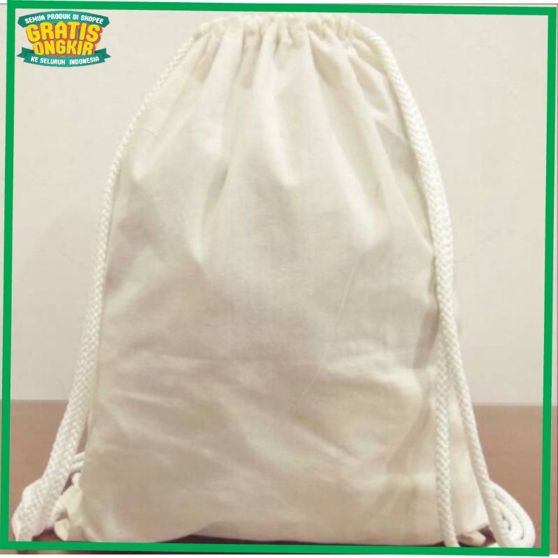 TAS BRANDED IMPORT KOREA / TAS GENDONG SERUT/SLING BAG KANVAS PUTIH POLOS/TAS SERUT PUTIH POLOS/TAS 