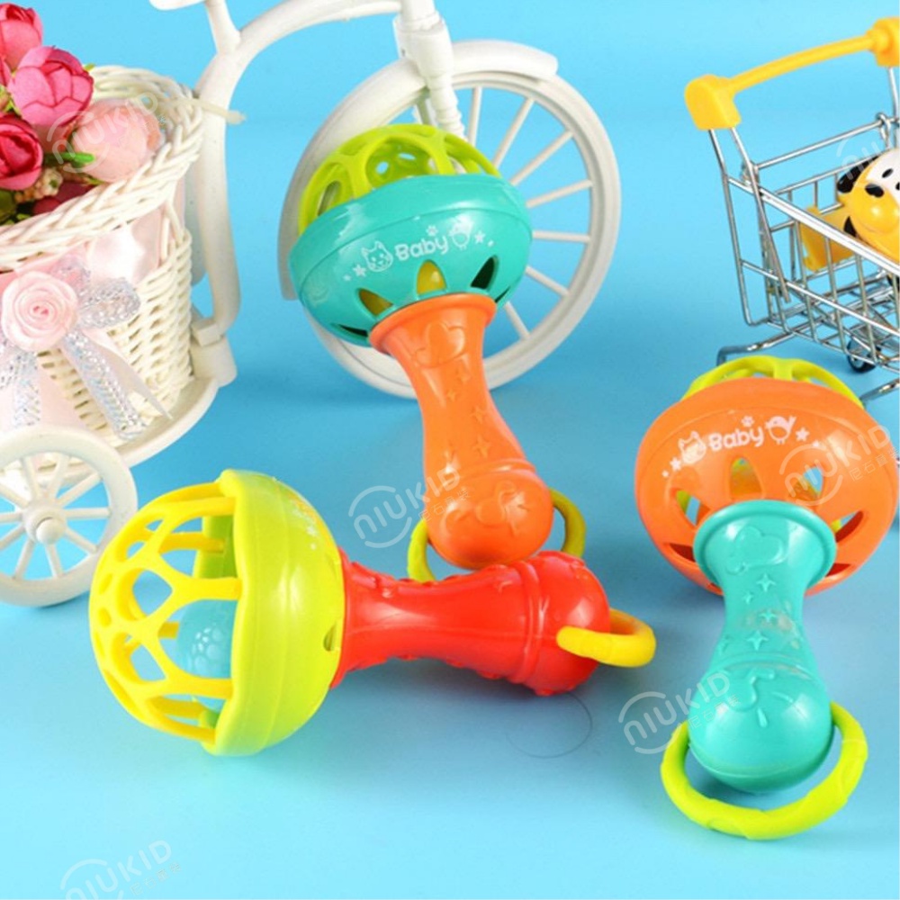 NIUKID MAINAN KERINCINGAN BAYI TEETHER RATTLE STICK MAINAN GIGITAN BAYI BPA FREE