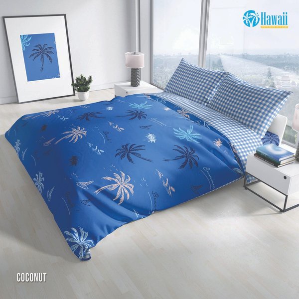 Bed Cover Set Hawaii Motif Coconut - 180x200x20cm / Bedcover Hawaii / Bed cover BISA COD