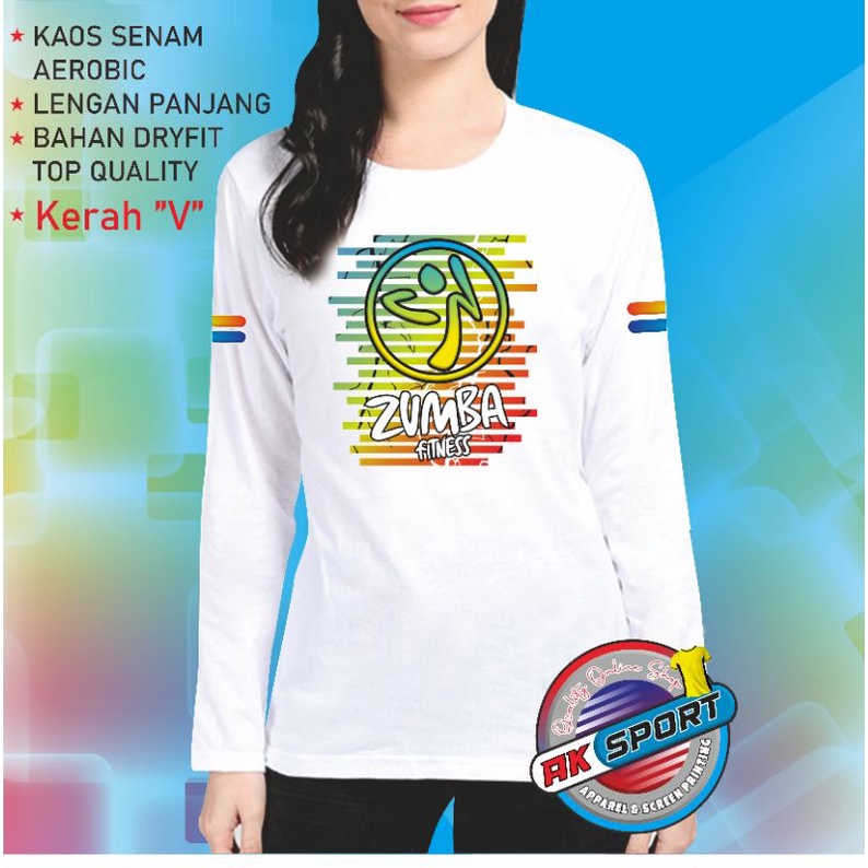 Baju Senam Wanita Lengan Panjang Atasan Kaos Senam Panjang Zumba