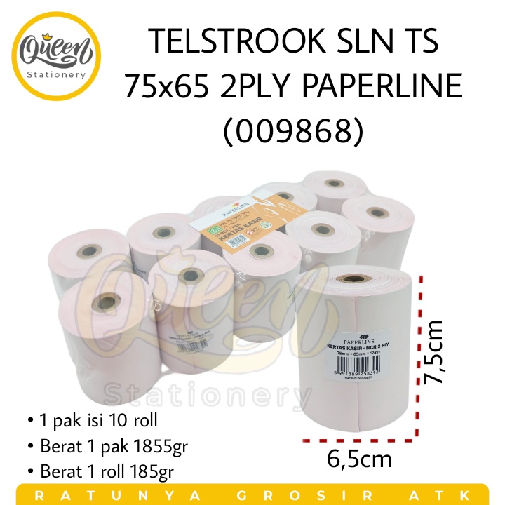 

1 PCS TELSTROOK SLN TS 75X65 2 PLY PAPERLINE / KERTAS KASIR / KERTAS STRUK (009868)