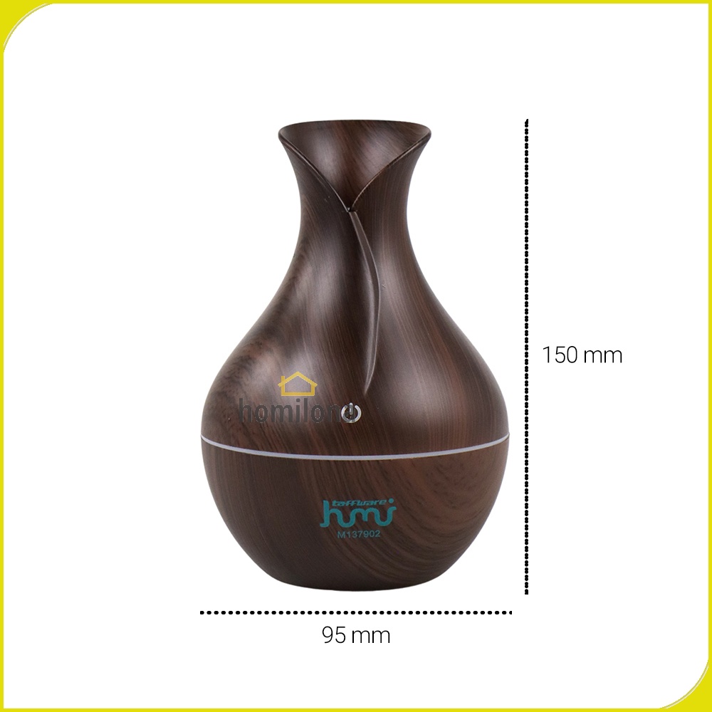 Air Humidifier Ultrasonic Aromatherapy Oil Diffuser 130ml Motif Kayu Wood Grain Taffware HUMI M137902 Wooden Dark Brown