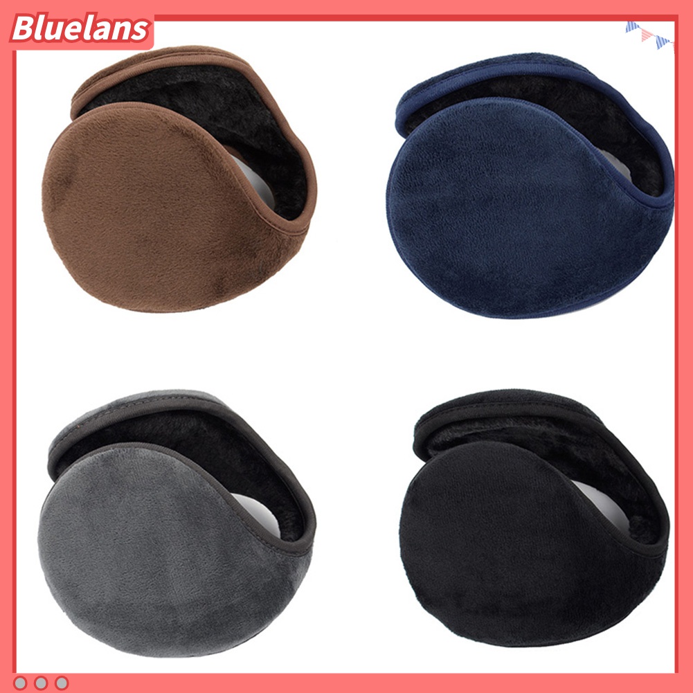 Bluelans Penutup Telinga Pria / Wanita Bahan Plush Tebal Lembut Hangat Warna Polos Untuk Musim Dingin