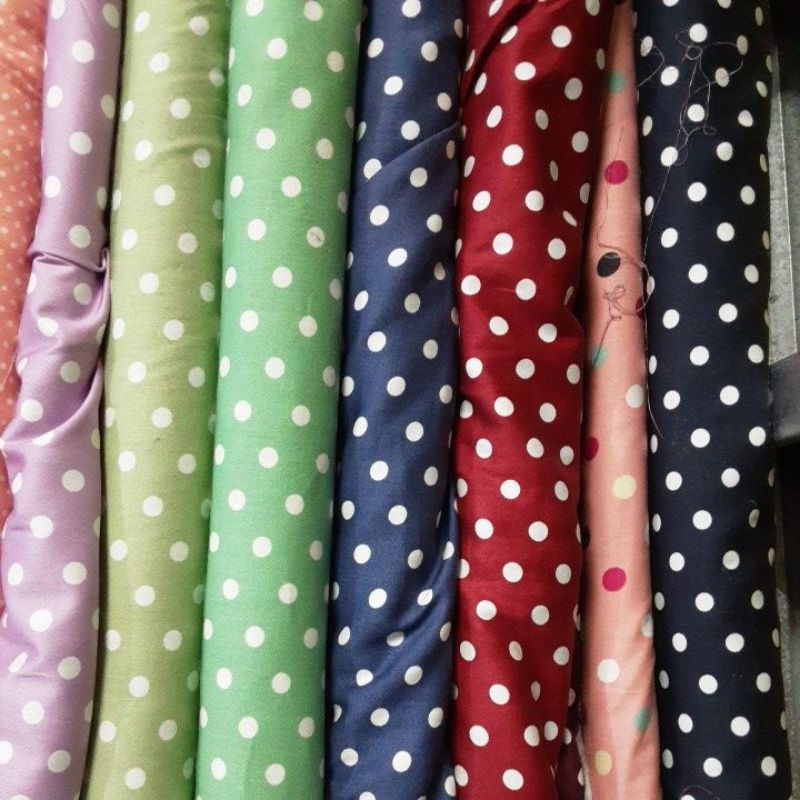 Kain Katun jepang ori polkadot besar