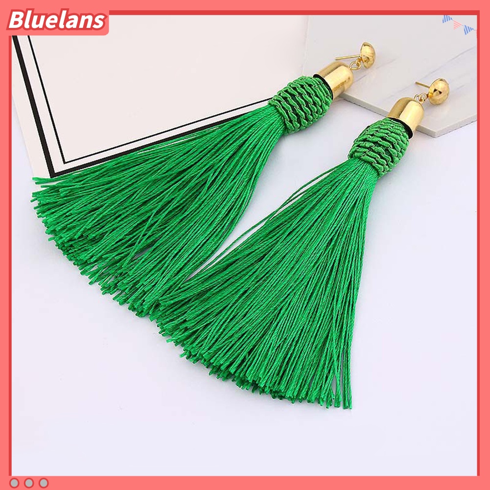 Bluelans Bohemian Wedding Tassel Ear Studs Long Dangle Earrings Bridal Bridesmaid Jewelry