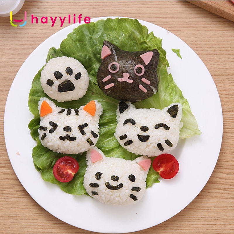 SOOKA Cetakan Nasi bentuk kucing- Cetakan Nasi bentuk Kucing Set Lucu Sushi Kartun Bento Mold cetakan Dapur HL-ABA759